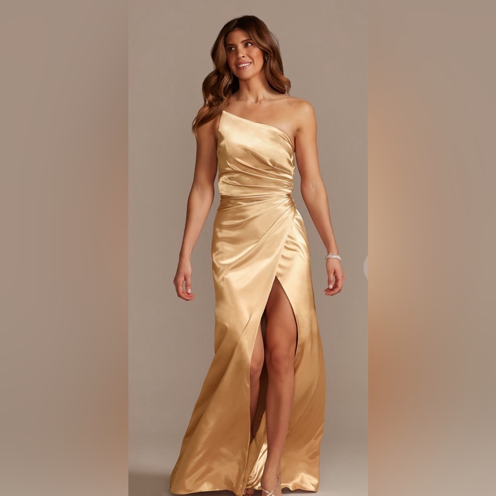David’s Bridal Jay Satun Golden Bridesmaid Dress
